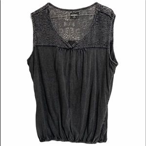Ruff Hewn Distressed Dark Gray Sleeveless Top